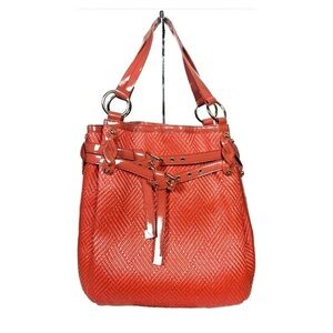 Francesco Biasis Woven Large Tote Should Bag in Orange